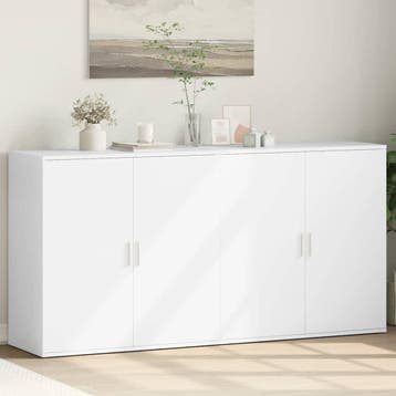vidaXL Dressoirs 2 st 79x38x80 cm bewerkt hout wit, Verzenden, Nieuw, Overige houtsoorten, 50 tot 100 cm
