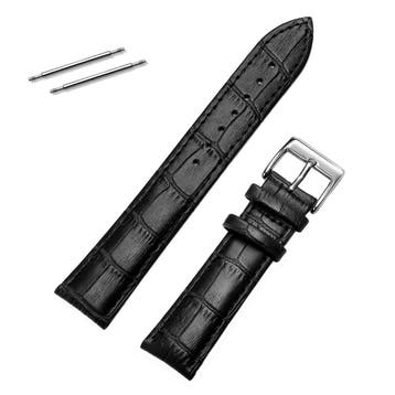 Fako - Horlogebandje - Echt Leer - 20mm - Croco - Zwart, Verzenden, Nieuw
