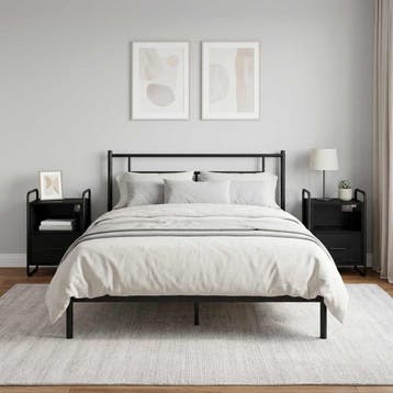 vidaXL Hangend nachtkastje 2 st Zwart eiken 40 x 30 x 60 cm, Minder dan 45 cm, Verzenden, Nieuw, 55 tot 70 cm