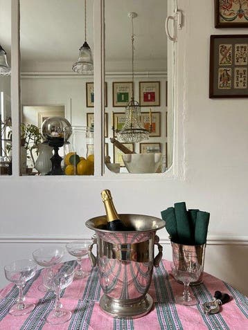 Champagne koeler - zilveren metaal - Emmer decoratieve, Antiek en Kunst