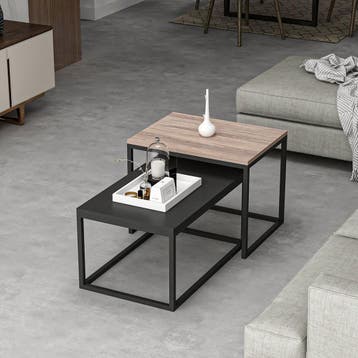 [en.casa] Salontafel set van 2 Aabenraa Eiken zwart, Verzenden, Nieuw