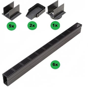 ACO Slimline Startpakket Zwart Aluminium 6 meter met, Ophalen of Verzenden, Nieuw