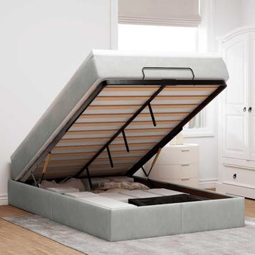 vidaXL Ottoman bed met matras 120x200 cm fluweel lichtgrijs, Verzenden, Nieuw, Twijfelaar, 120 cm