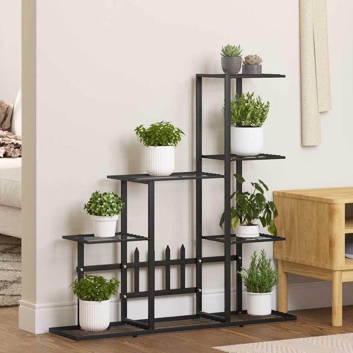 vidaXL Bloemenstandaard 94,5x25x88 cm metaal zwart, Tuin en Terras, Overige Tuin en Terras, Nieuw, Verzenden