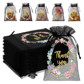 Fako Bijoux - Organza Zakjes Met Print - Thank You, Verzenden, Nieuw