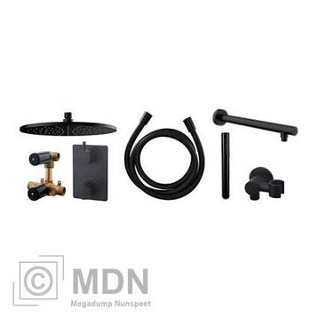 Inbouw regendouche set rond type 304 mat zwart (30cm), Verzenden, Nieuw