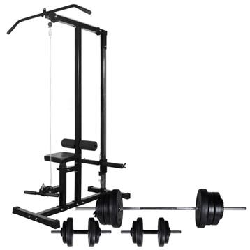 vidaXL Krachttoren met halterset 60,5 kg, Verzenden, Nieuw