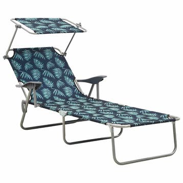 vidaXL Ligbed met luifel staal bladpatroon, Tuin en Terras, Verzenden, Nieuw