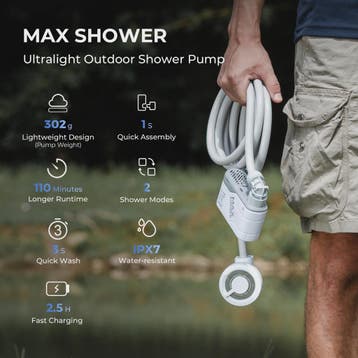FLEXTAIL MAX SHOWER Draagbare Elektrische Douchepomp - IPX7, Verzenden, Nieuw