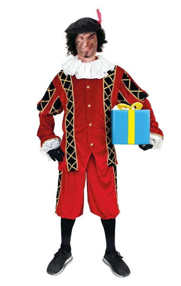 Luxe Piet Pak Rood Fluweel XXL + Gratis Schmink Fluwelen Pie, Diversen, Sinterklaas, Nieuw, Ophalen of Verzenden