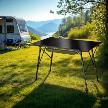Aluminium klaptafel Bastian, in hoogte verstelbaar - zwart, Verzenden, Nieuw