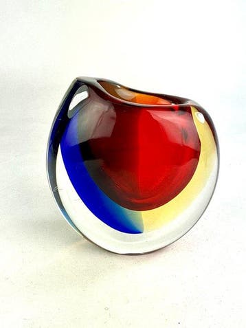 Oball - Vaas - Sommerso - Muranoglas - Rood Blauw Amber