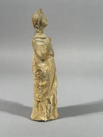 Oud-Grieks Terracotta Canosan staand vrouwelijk beeldje -, Antiek en Kunst