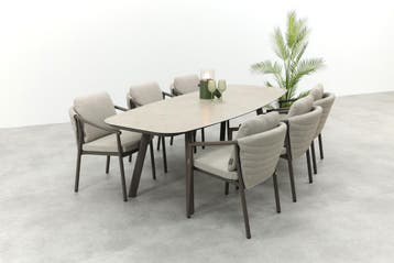 Taste Barolo/Manolo 6-persoons Deens ovale tuinset 240x103, Tuin en Terras, Tuinsets en Loungesets, Verzenden, Nieuw, Overige materialen