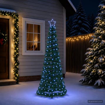 vidaXL Led-kerstboom met tinsel en grondpen EKENAS 180 cm, Diversen, Verzenden, Nieuw