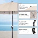 2dekans | Angel Living Parasol Rond - Ø250 cm - Stevig -, Tuin en Terras, Parasols, Ophalen of Verzenden, Zo goed als nieuw