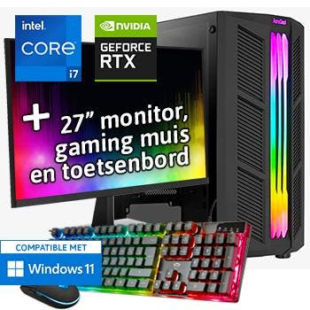 Core i7 + RTX 5050 Game PC Set met Monitor Toetsenbord Muis, Nieuw