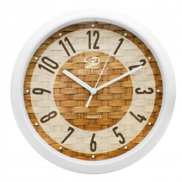 Wandklok 25 cm – Stille Muurklok – Rotan Rietlook – Wit, Ophalen of Verzenden, Nieuw