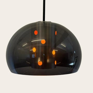 Herda Space Age hanglamp in blauwgrijs acryl - jaren 70, Huis en Inrichting, Ophalen of Verzenden, Gebruikt