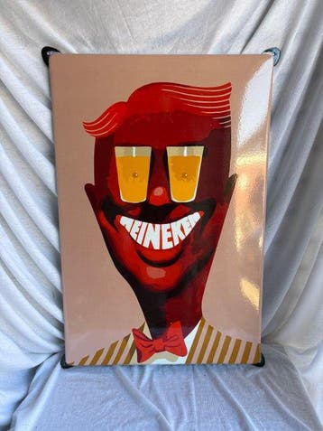 Heineken Beer Art – XXL Emaille Reclamebord – Bierglazen