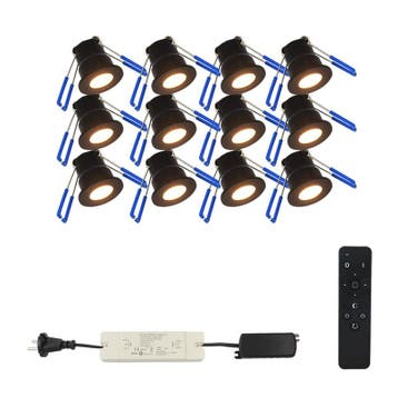 Zwarte Spots Frano Overkapping – 12 stuks, Overige materialen, Minder dan 50 watt, Accu, Nieuw