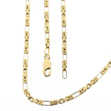 Bicolor gouden vierkante koningsschakel ketting | 45,5 cm, Ophalen of Verzenden, Gebruikt, Goud, Goud