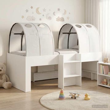 vidaXL Bed met Tunnel 3 st Wit Bewerkt hout, Verzenden, Nieuw, Wit, Hout