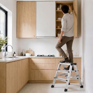 Dubbelzijdige aluminium trapladder, opklapbaar, antislip, Verzenden, Nieuw