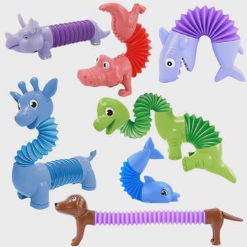 Fidget Pop Tubes Dieren: Dinosaurussen, Dolfijnen, Honden &, Verzenden, Nieuw