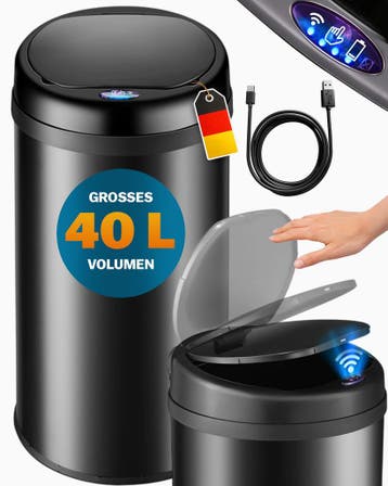 Sensor afvalbak Zwart roestvrij staal 40 liter (Huishouden), Verzenden, Nieuw