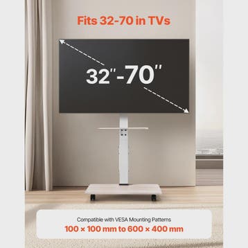 Verrijdbare TV Standaard met Plateau - In Hoogte Verstelbaar, Verzenden, Nieuw