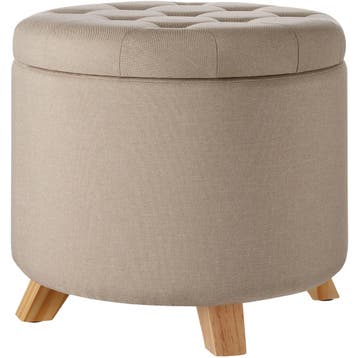 Hocker Suna in linnenlook 150kg met opbergruimte - zandkleur, Verzenden, Nieuw