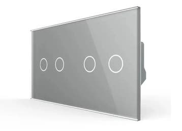 Livolo Dubbele Rolluikschakelaar | Touch | Grijs Glas | 2+2, Ophalen of Verzenden, Nieuw, Schakelaar