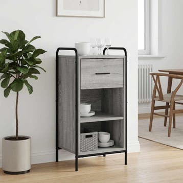 vidaXL Dressoir Grijs Sonoma 97 x 33 x 81 cm Bewerkt hout, Verzenden, Nieuw, Overige houtsoorten, Minder dan 50 cm