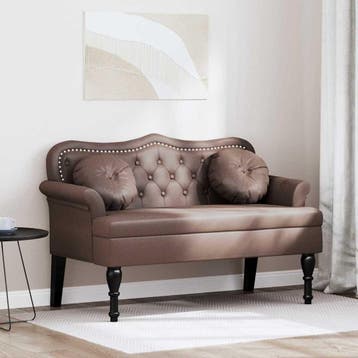 vidaXL Chesterfield Bank Bruin 120,5 x 65 x 75 cm Nep Leer, Verzenden, Nieuw, Leer, Minder dan 150 cm