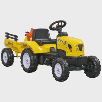 Gele Trap tractor met Aanhanger voor Kinderen - Rijplezier t, Verzenden, Nieuw