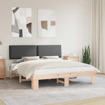 vidaXL Bedframe met Gevoerd Hoofdgedeelte Donkergrijs 200 x, Verzenden