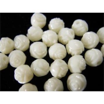 10 x  acryl roosje kraal in crème ivoor 6mm gat: 1mm, Ophalen of Verzenden, Nieuw, Kraal