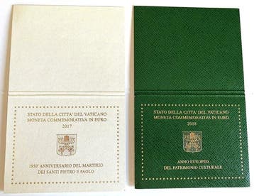 Vaticaan. 2 Euro 2017/2018 Santi Pietro e Paolo +, Postzegels en Munten