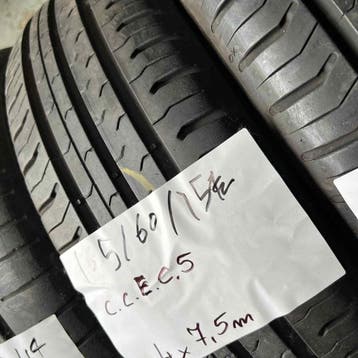 4 x Continental EcoContact 5 165-60-15 Zomerbanden 7,5mm, Auto-onderdelen, Banden en Velgen, Gebruikt, 15 inch, Ophalen of Verzenden