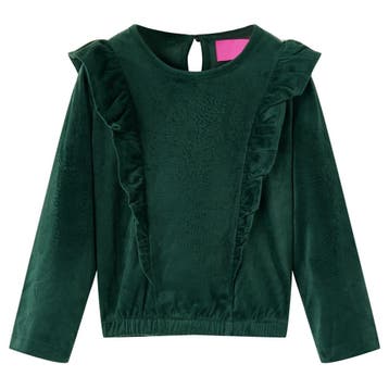 vidaXL Kinderblouse met ruches 128 donkergroen, Verzenden, Nieuw