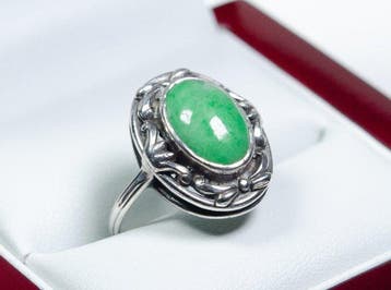 - Jugendstil - 800 zilver - jade - Ring