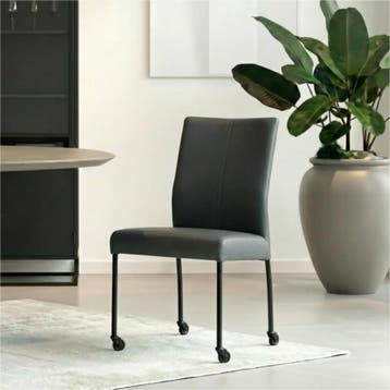 Leren eetkamerstoel Comfort met wieltjes - Hermes Ocean, Blauw, Nieuw, Leer, Ophalen of Verzenden