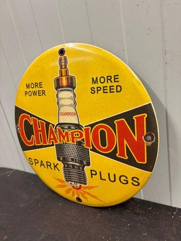 Champion Spark Plugs – More Power More Speed – Emaille