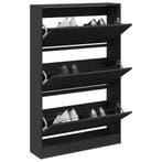 vidaXL Schoenenkast 80x21x125,5 cm bewerkt hout zwart, Verzenden, Nieuw