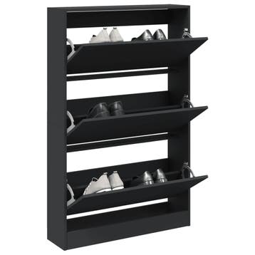 vidaXL Schoenenkast 80x21x125,5 cm bewerkt hout zwart, Verzenden, Nieuw