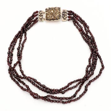 Halsketting - 14 karaat Geel goud - Granaat, Sieraden, Tassen en Uiterlijk, Nieuw