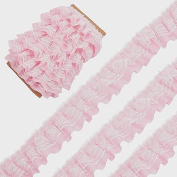 Ruffle Kantband met Borduurwerk - 5cm Breed - Zwart, Wit, Ro, Verzenden, Nieuw