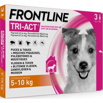 Frontline Tri-Act S hond 5 - 10 kilo (Vlooien - Teken)