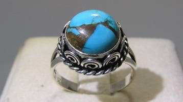 Turquoise ring - Hoogte: 26.8 mm - Breedte: 19.6 mm- 4.1 g -